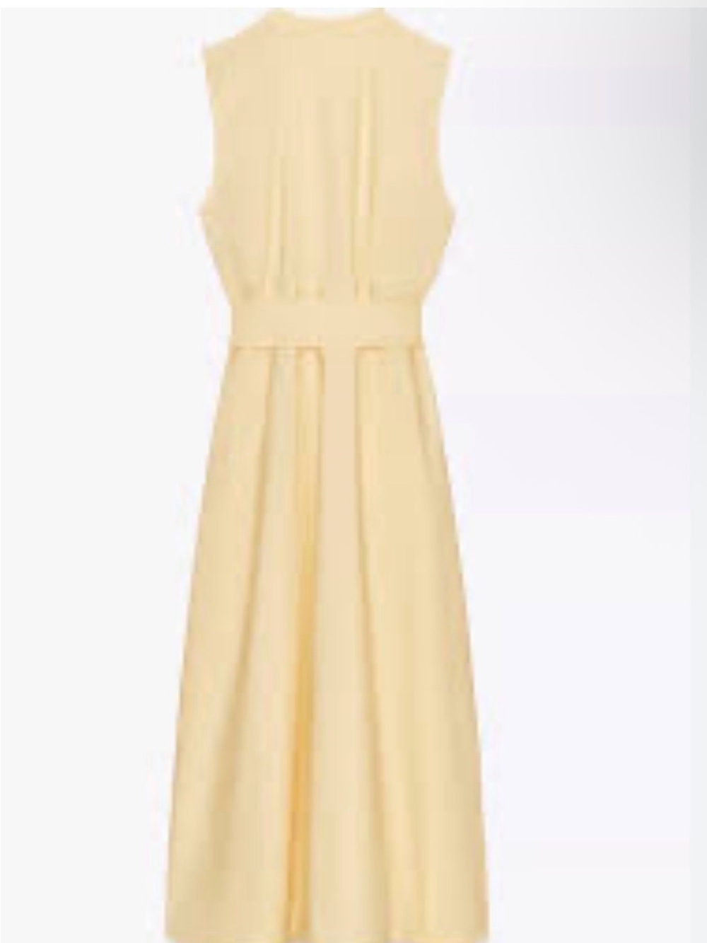 Zara Pale Yellow Sleeveless Belted Midi Dress - Picture 2 of 7